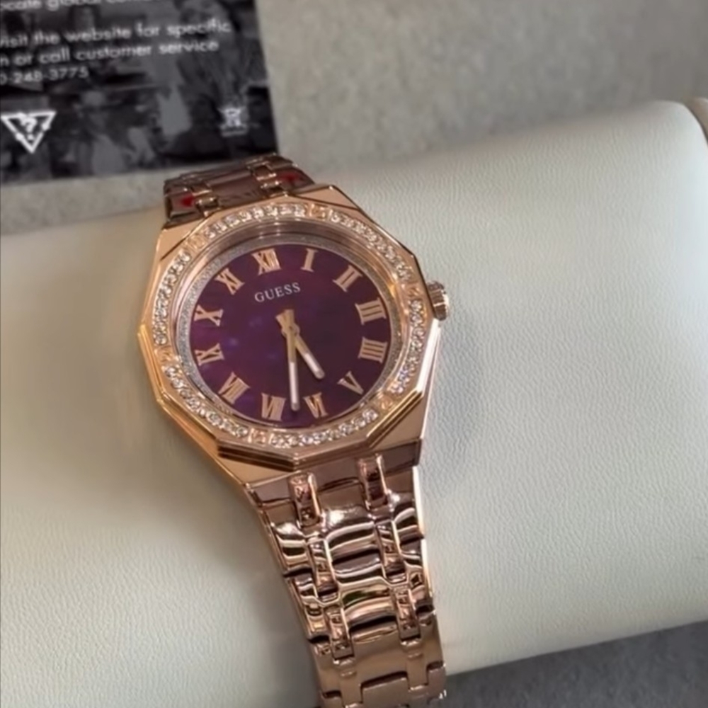 Guess Rose Gold Watch with Purple Face